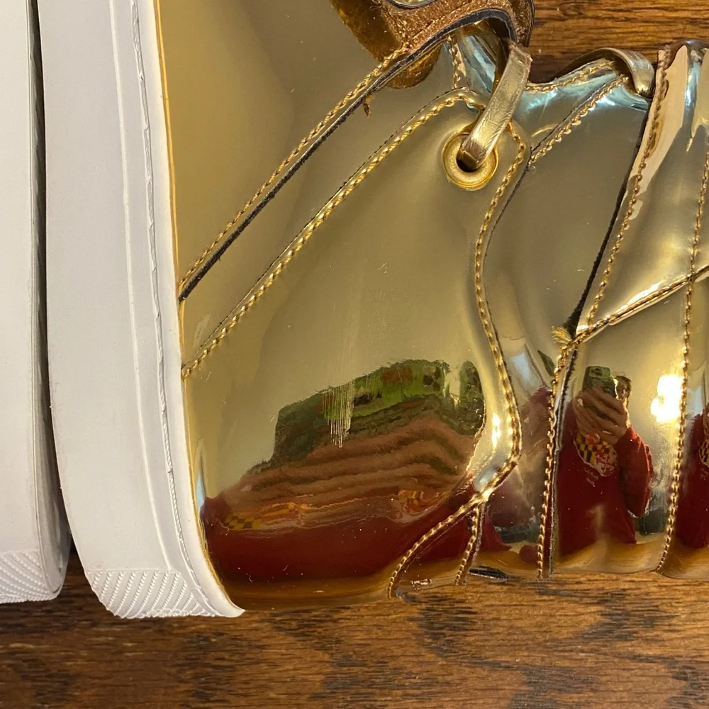 Radii Cylinder 24K Gold Bar High Top Sneakers Metallic Gold Mens 10 With Box - Picture 7 of 14